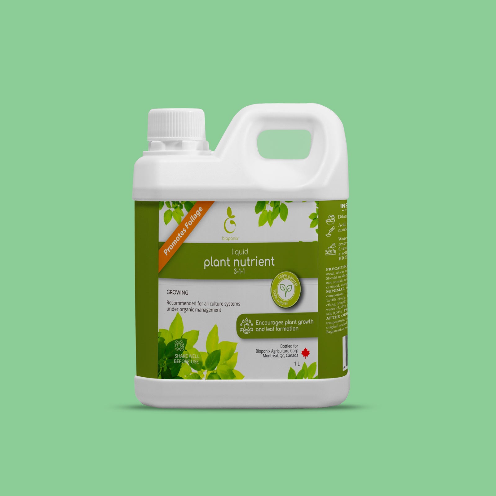 Liquid Plant Nutrient - Grow Formulation - BIOPONIX 3-1-1